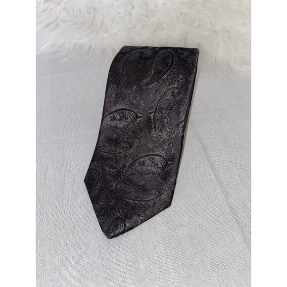 Mens Vintage Givenchy Silk Damask Gunmetal Gray Neck Tie EUC - Picture 4 of 6